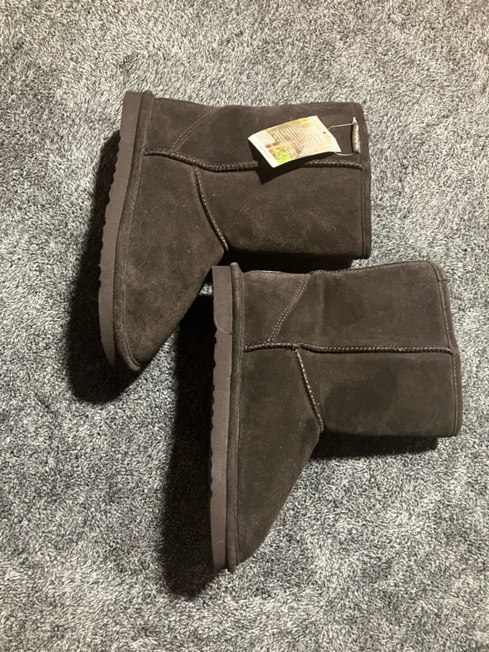 BearPaw Women's Short Suede Winter Boots in Dark Brown